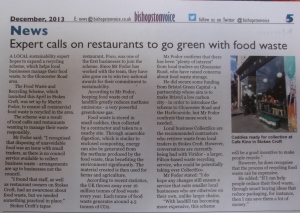 Reporting my work with local traders to offer a food waste and recycling service tailored to smaller businesses, in Bishopston Voice